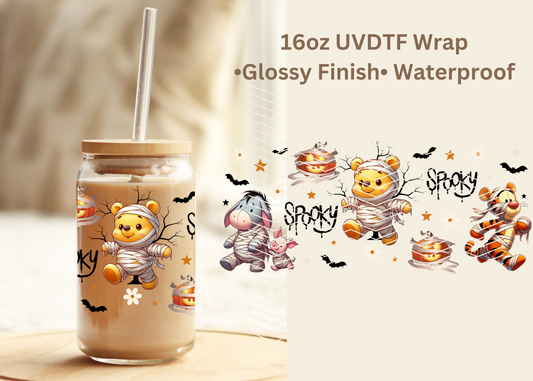 #613 Spooky Winnie Mummy 16oz UVDTF Wrap