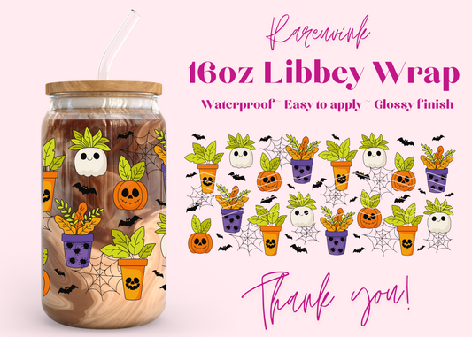 #1124 Pumpkin Flowers 16oz UVDTF Wrap