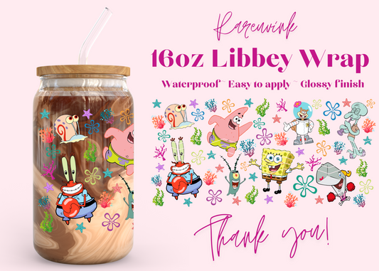 #871 Spongebob friends 16oz UVDTF Wrap
