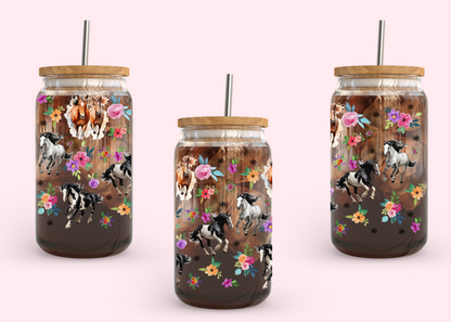 #1052 Horse Flowers 16oz UVDTF Wrap