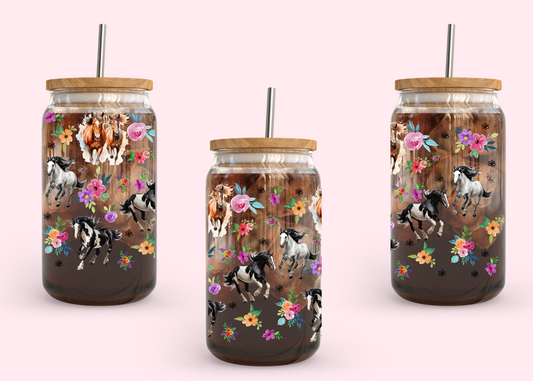 #1052 Horse Flowers 16oz UVDTF Wrap