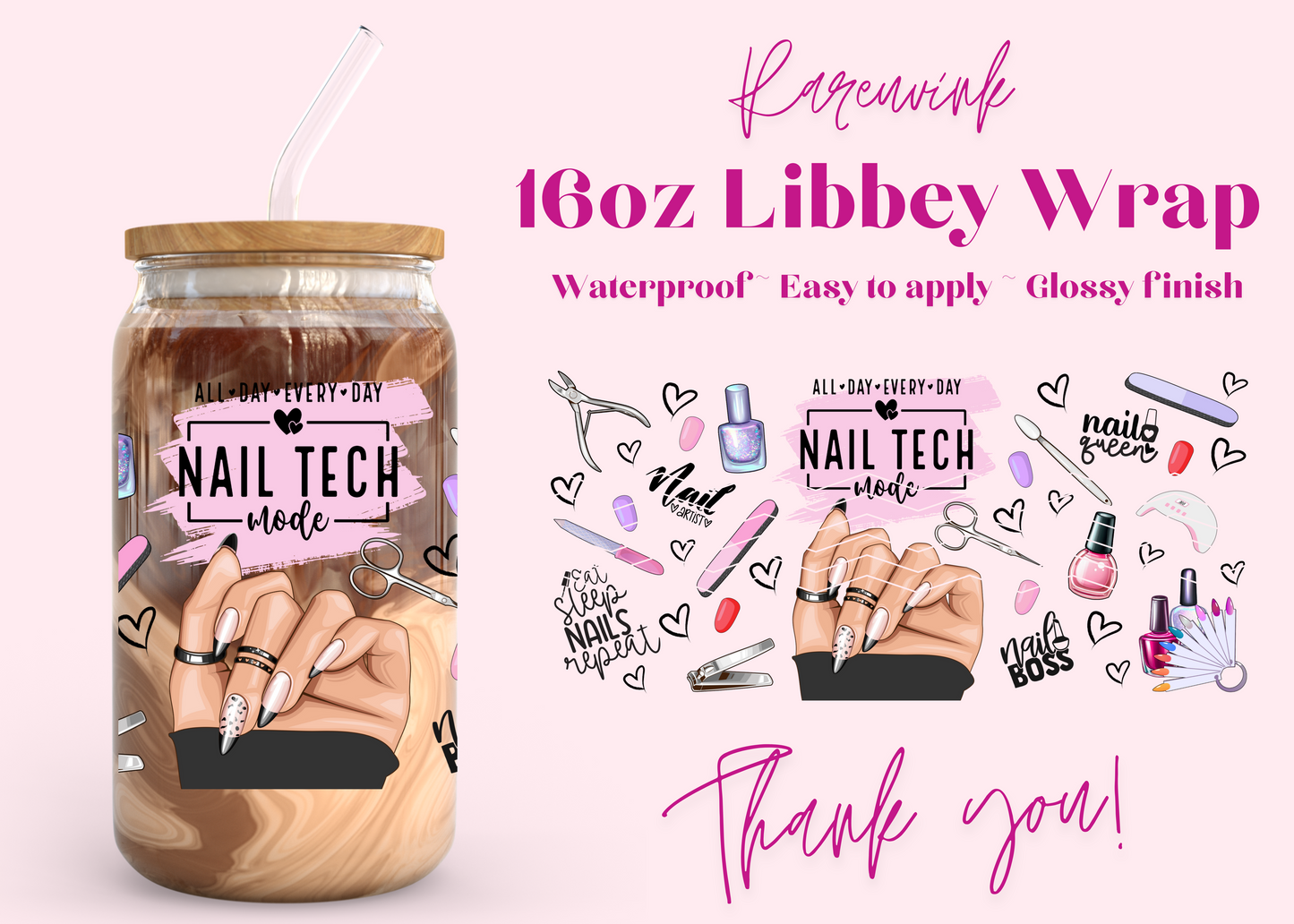 #1165 Nail Tech 16oz UVDTF Wrap