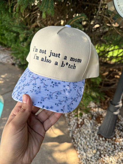 Not just a mom blue floral hat