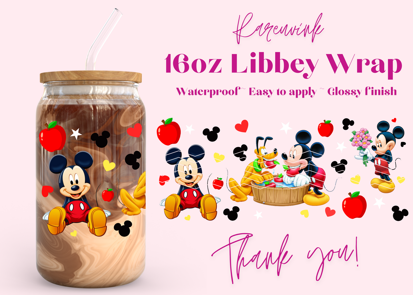 #796 Mickey Pluto Exclusive 16oz UVDTF Wrap