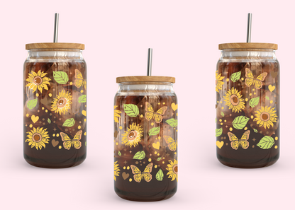 #1030 Sunflower Butterflies 16oz UVDTF Wrap