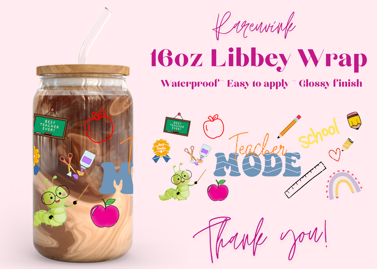 #1061 Teacher Mode 16oz UVDTF Wrap