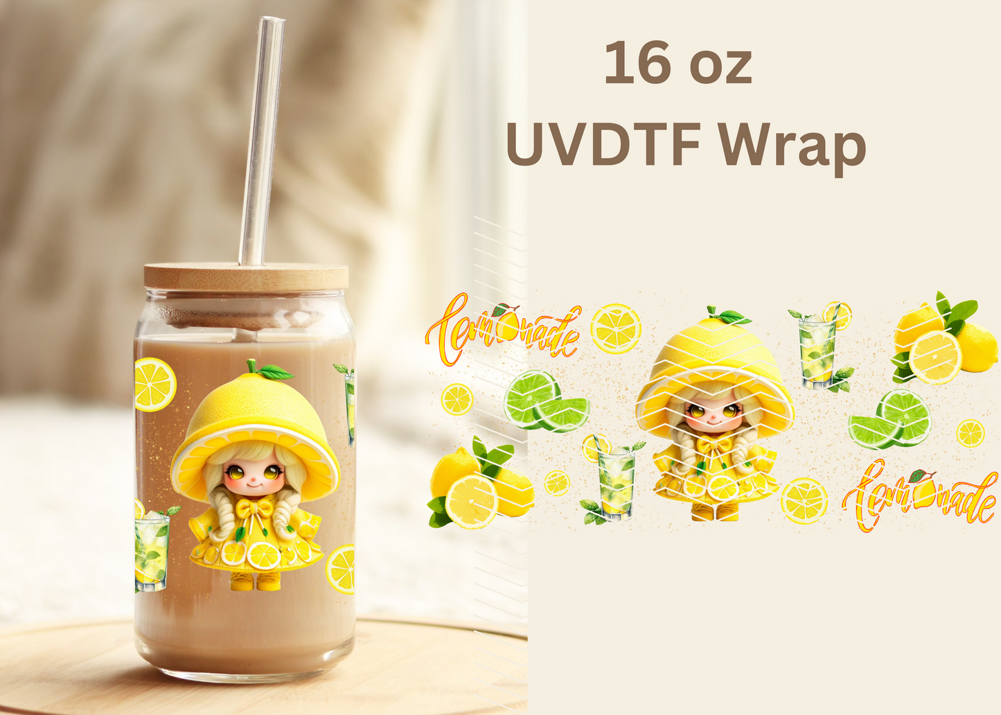 #344 Lemon Girl Exclusive UVDTF 16 oz Wrap