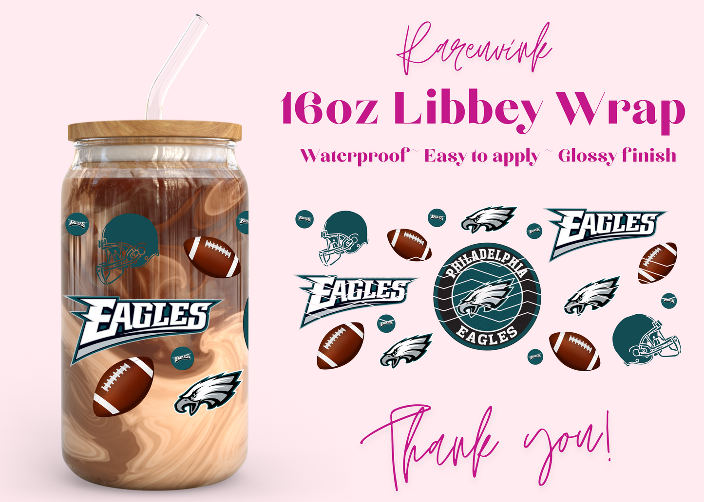 #1161 Philadelphia Eagles 16oz UVDTF Wrap