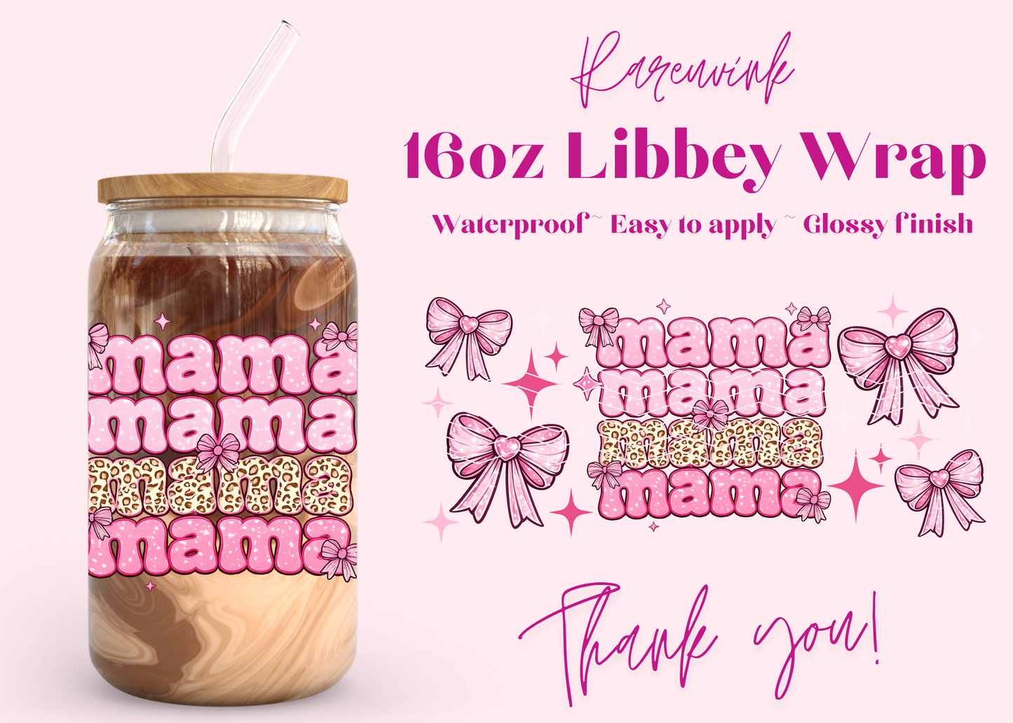 1233 Mama Bow 16oz UVDTF Wrap