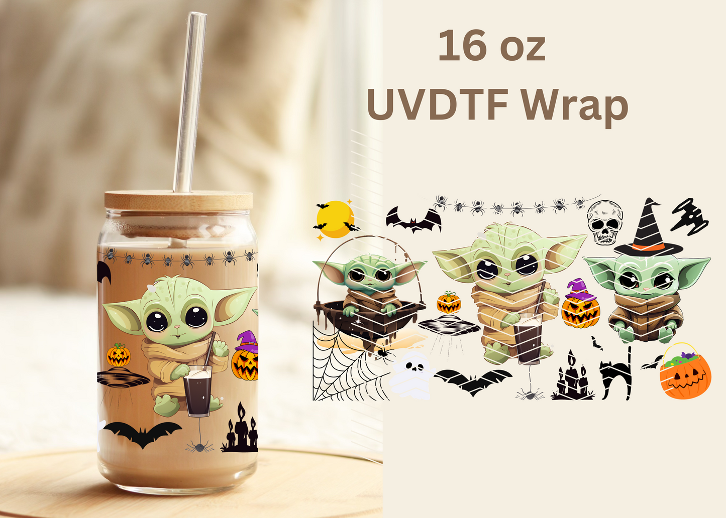 #373 Halloween Yoda UVDTF 16 oz Wrap