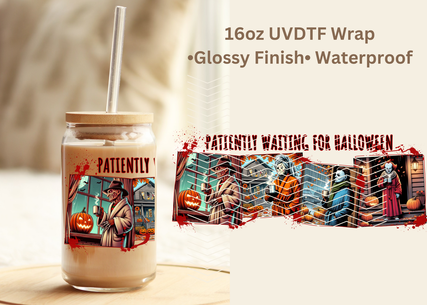 #612 Waiting for Halloween 16 oz UVDTF Wrap