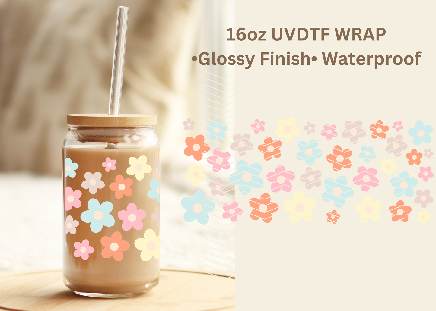 #562 Aesthetic Flowers 16oz UVDTF Wrap