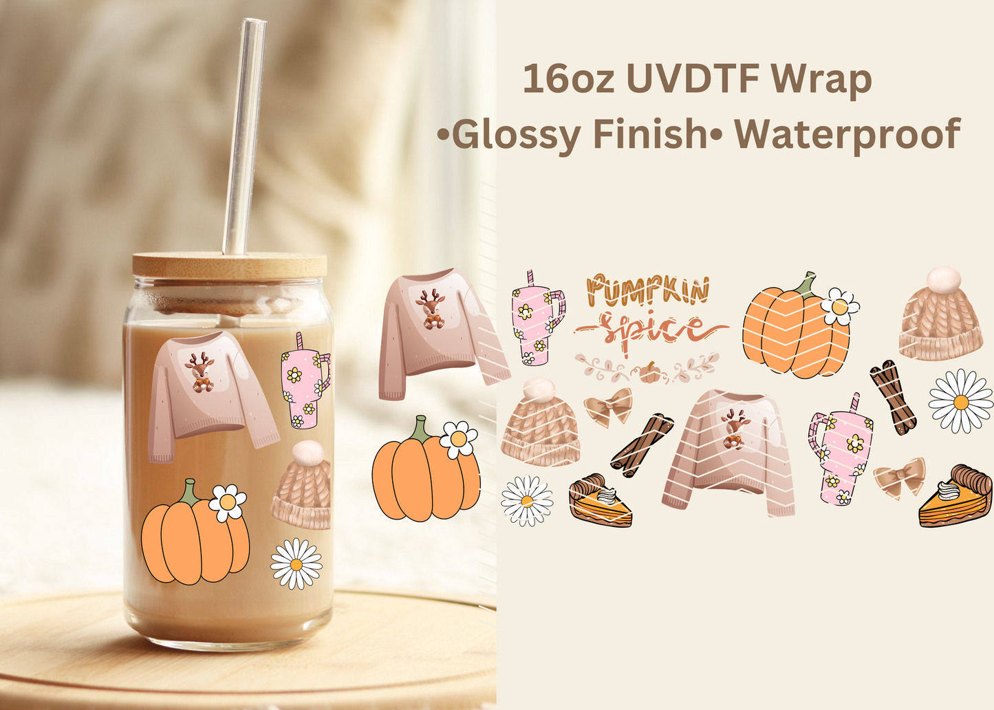 #703 Pumpkin Spice 16oz UVDTF Wrap