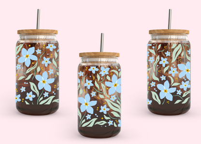 #1053 Blue Flowers 16oz UVDTF Wrap