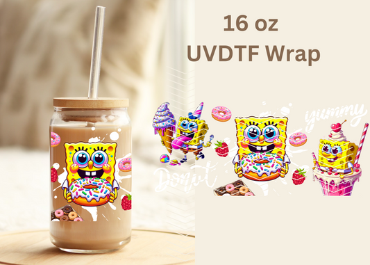 #388 SpongeBob Dessert UVDTF 16 oz Wrap