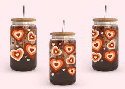#1013 Brown Hearts 16oz UVDTF Wrap