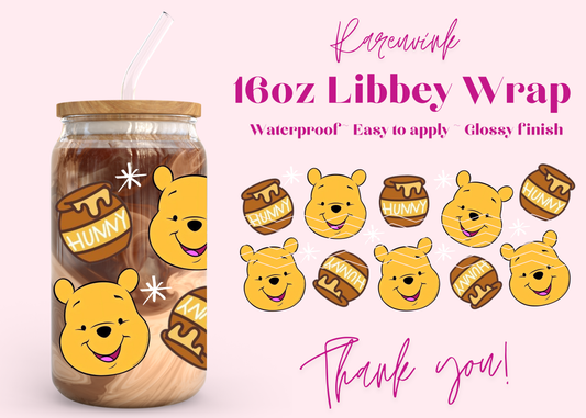 #1213 Winnie Face 16oz UVDTF Wrap
