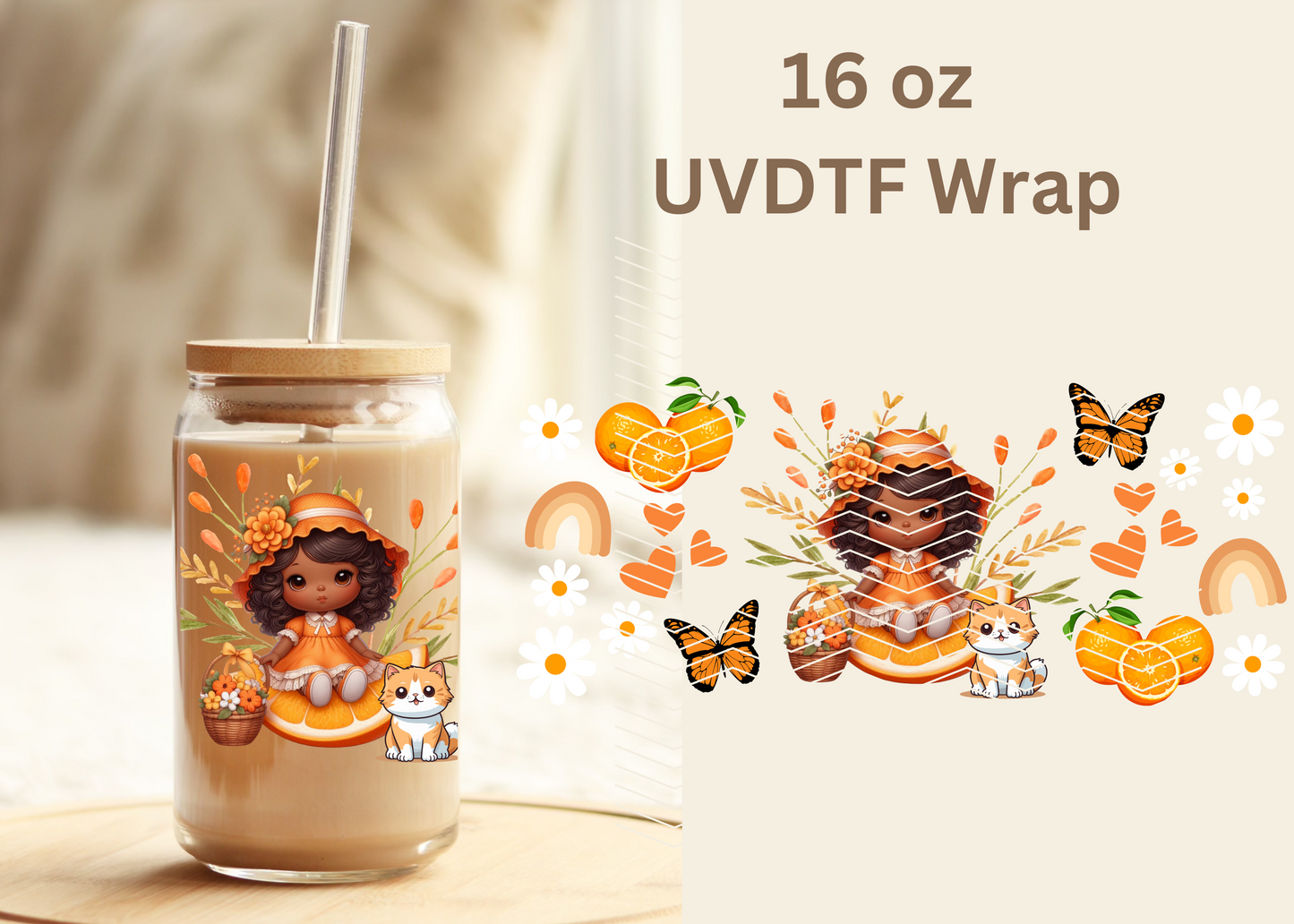 #411 Orange Girl Exclusive UVDTF 16 oz Wrap