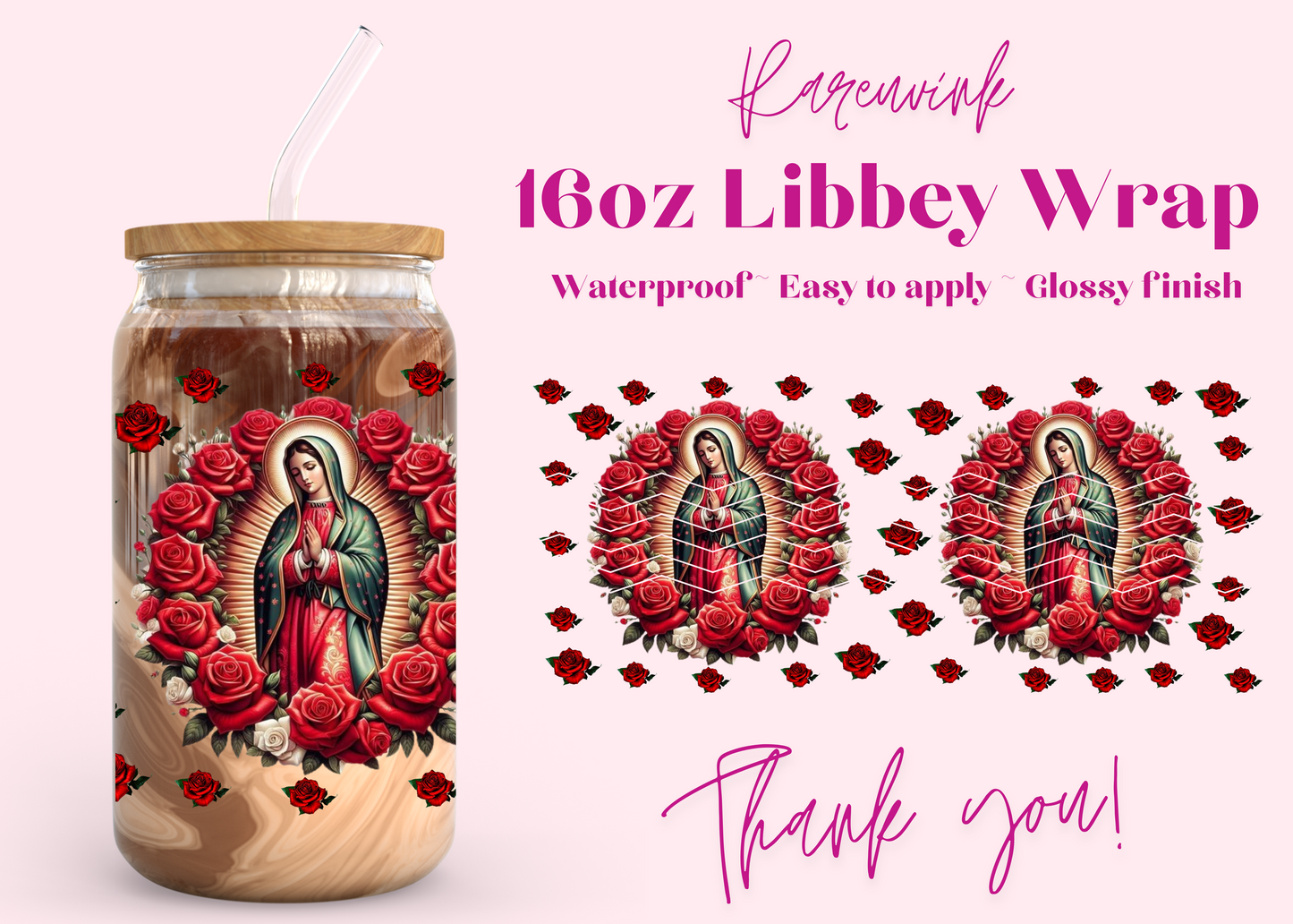 #1086 Virgen De Guadalupe 16oz UVDTF Wrap