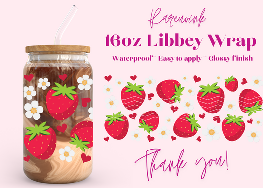 #858 Strawberry Exclusive 16oz UVDTF Wrap
