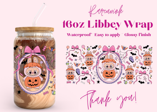 #1126 Labubu Pumpkin Bas 16oz UVDTF Wrap