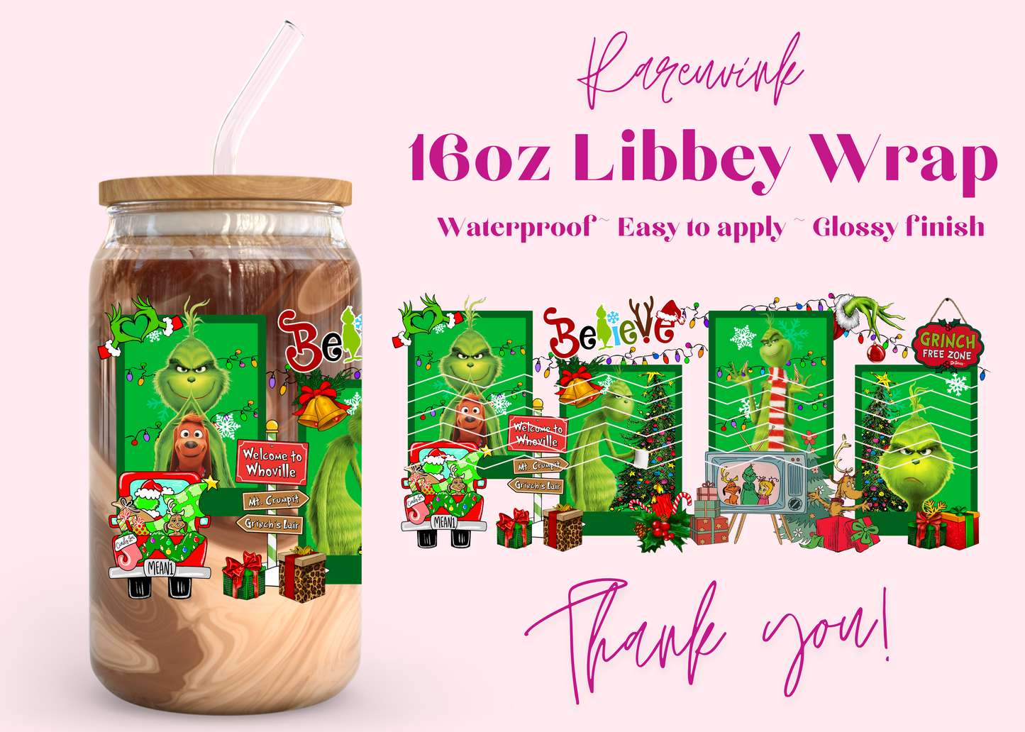 #789 The Grinch 16oz UVDTF Wrap