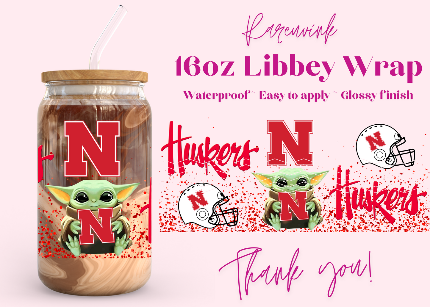 #746 Huskers 16oz UVDTF Wrap