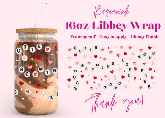 #890 Be Mine Valentines 16oz UVDTF Wrap