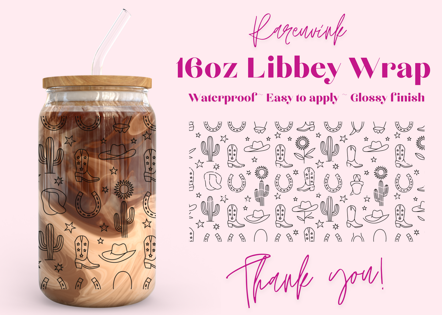 #1154 Cowboy Vibe 16oz UVDTF Wrap