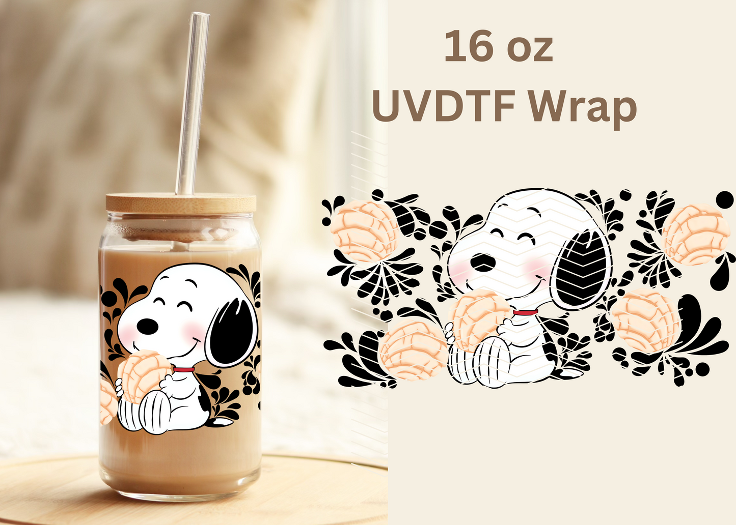 #381 Snoopy Concha UVDTF 16 oz Wrap