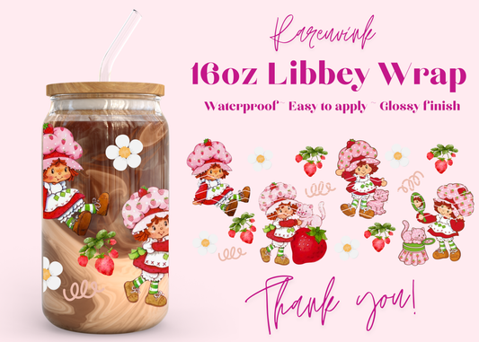 #1214 Strawberry Shortcake 16oz UVDTF Wrap