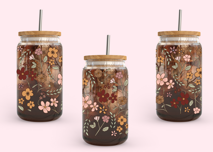 #1041 Brown Flowers 16oz UVDTF Wrap