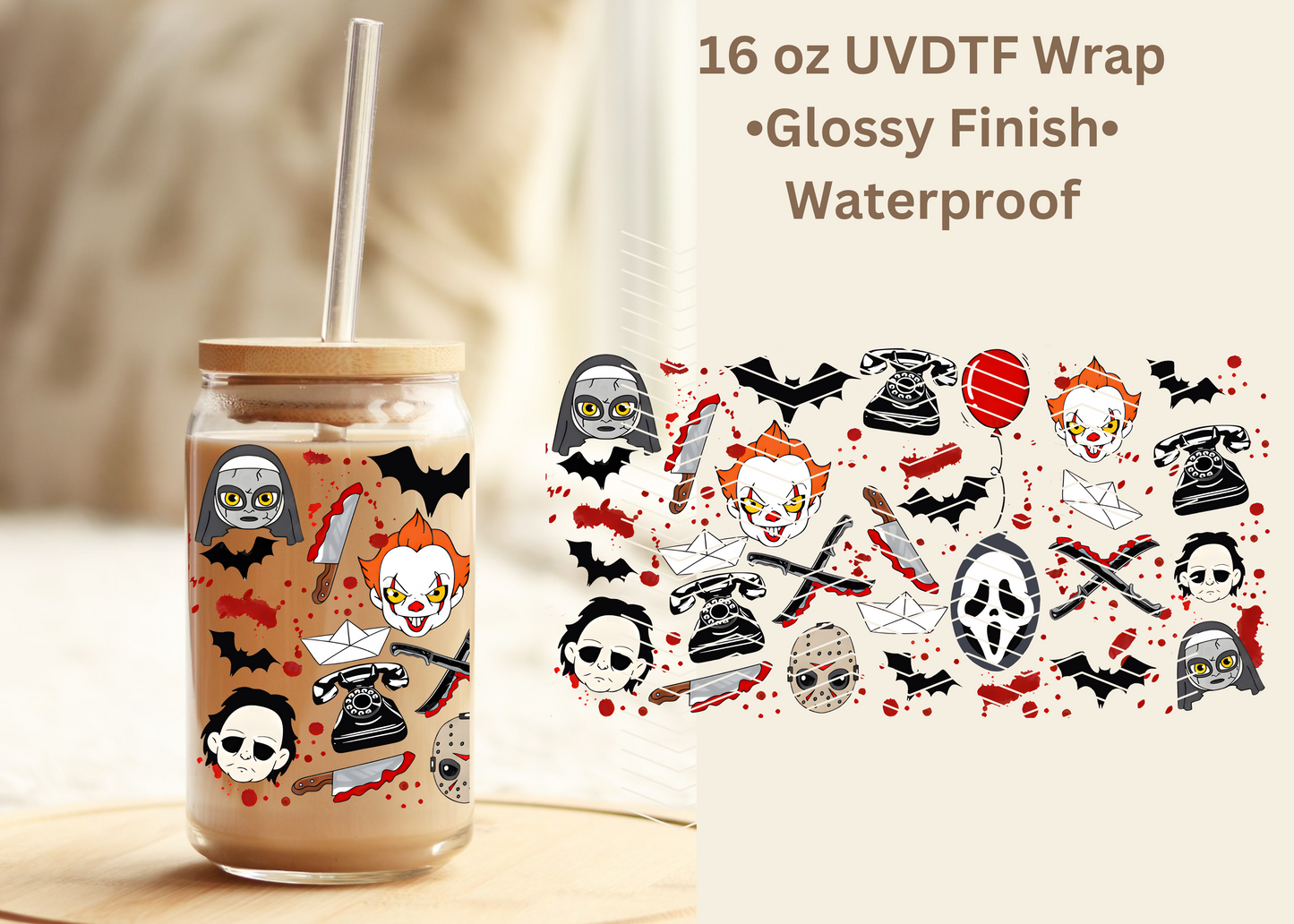 #526 Halloween Scream 16 oz UVDTF wrap