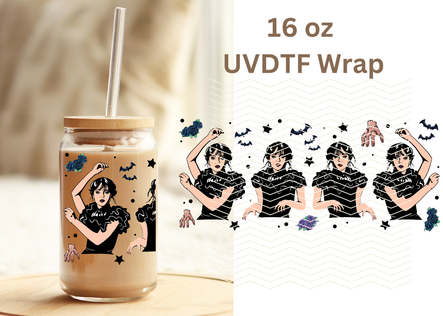 #376 Wednesday UVDTF 16 oz Wrap