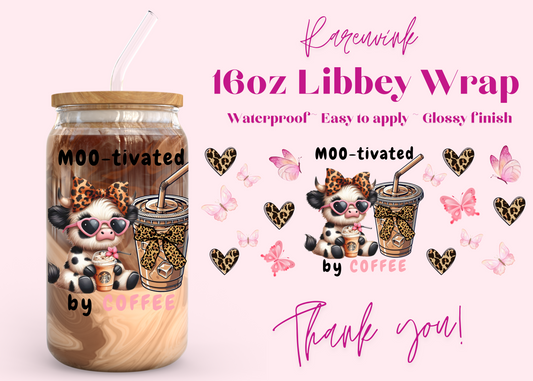 #941 Mootivated by Coffee 16oz UVDTF Wrap