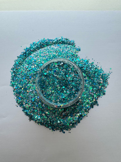 Aqua Glitter 2oz Jar