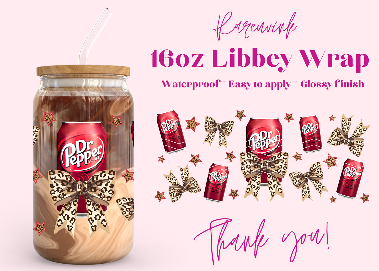 #1230 Drpepper Leopard 16oz UVDTF Wrap