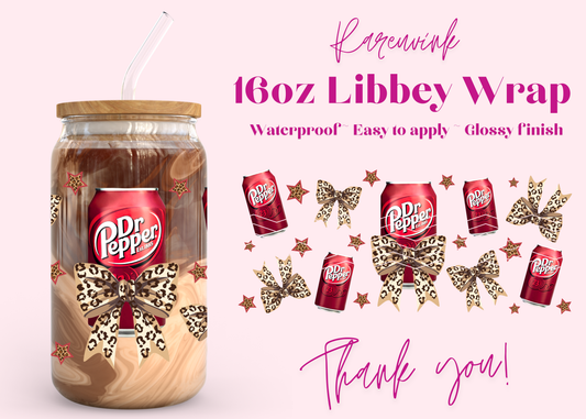 #1230 Drpepper Leopard 16oz UVDTF Wrap