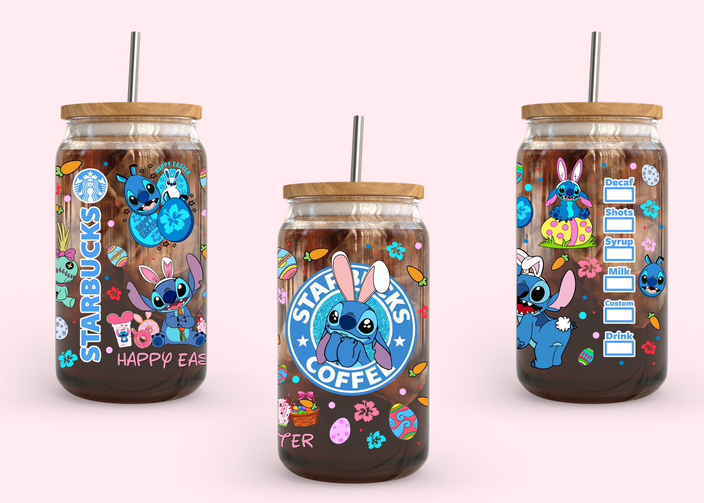 #977 Stitch Starbux Easter 16oz UVDTF Wrap