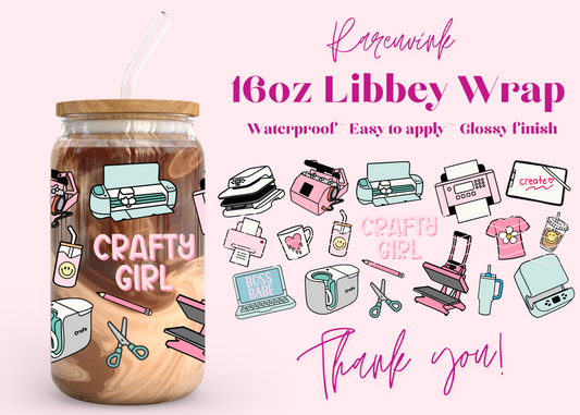 #910 Crafty Girl 16oz UVDTF Wrap