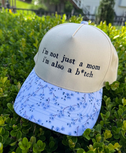Not just a mom blue floral hat