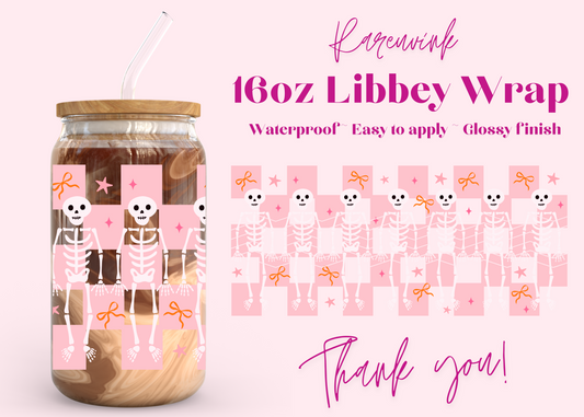 #1117 Pink Skeletons 16oz UVDTF Wrap