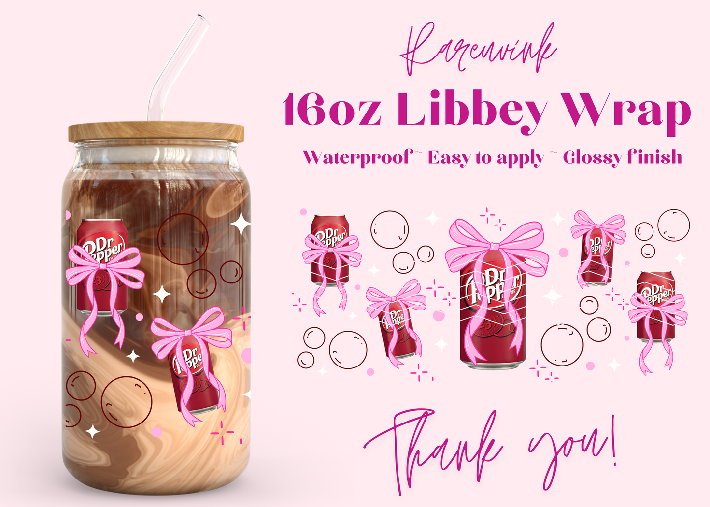 #1220 Dr Pepper Coquette 16oz UVDTF Wrap