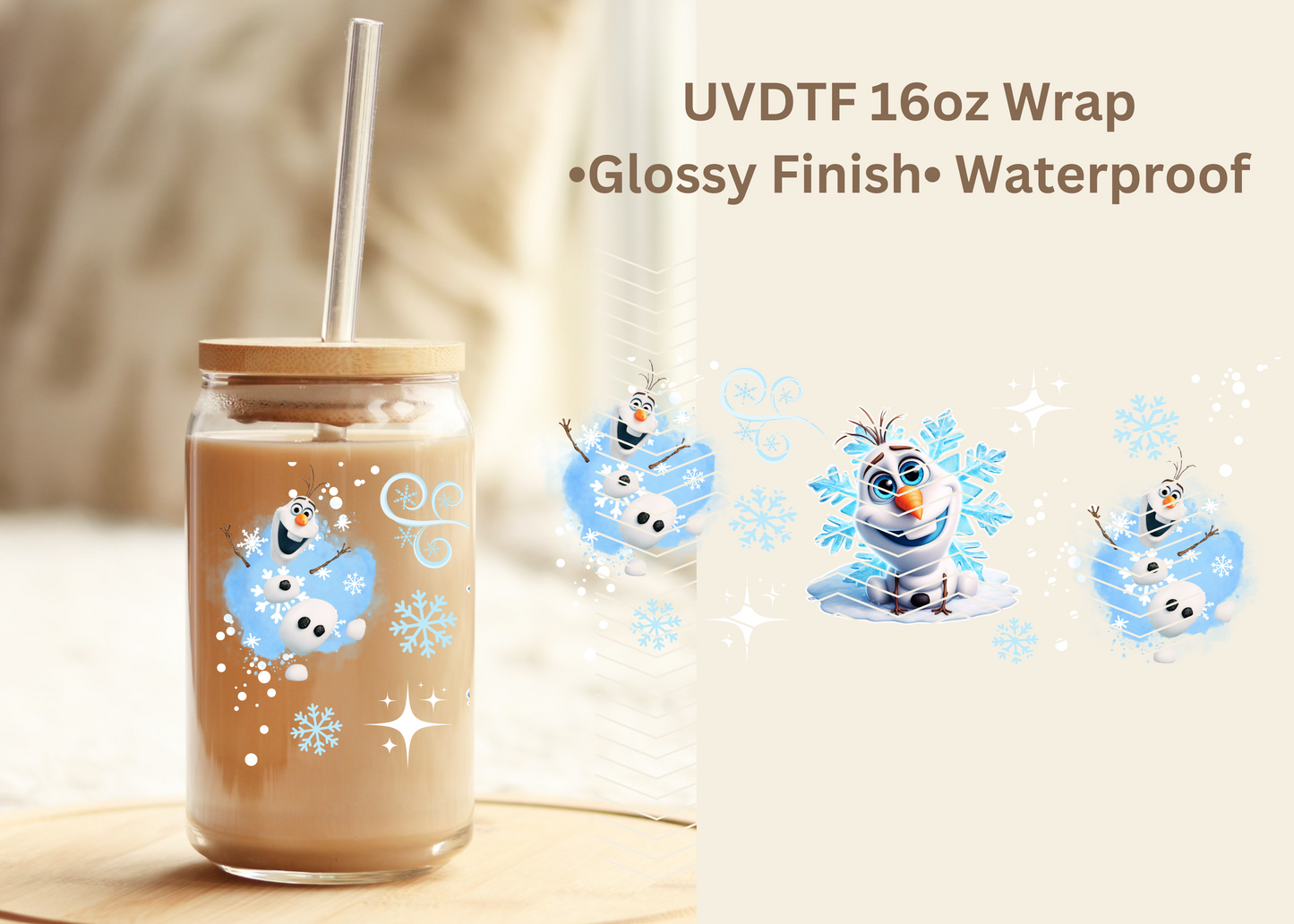 #598 Olaf Exclusive 16 oz UVDTF Wrap