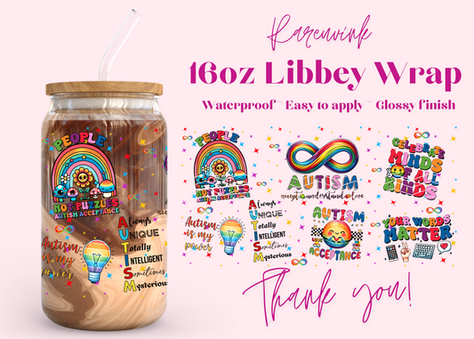 #1020 Autism 16oz UVDTF Wrap