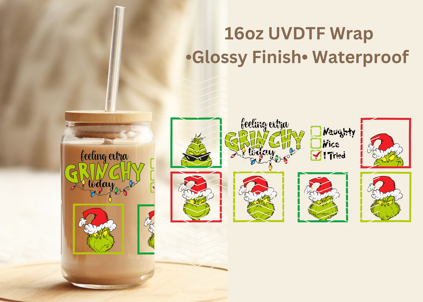 #675 The Grinch 16oz Uvdtf wrap