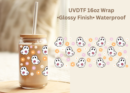 #596 Floral Ghost 16 oz UVDTF Wrap