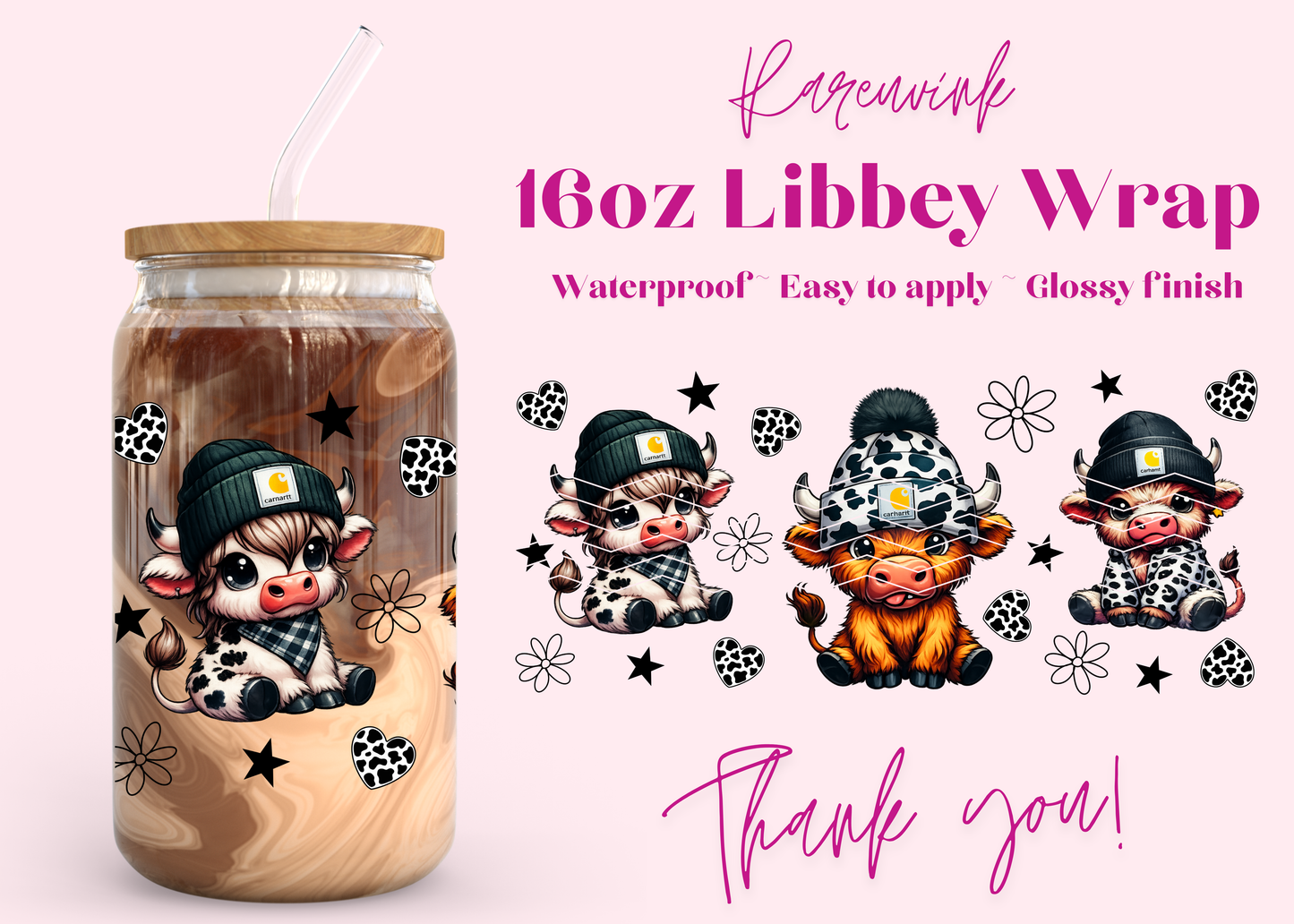 #1218 Highland cows 16oz UVDTF Wrap