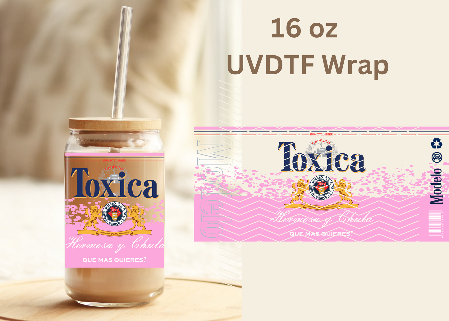 #458 Toxica Pink UVDTF 16 oz Wrap