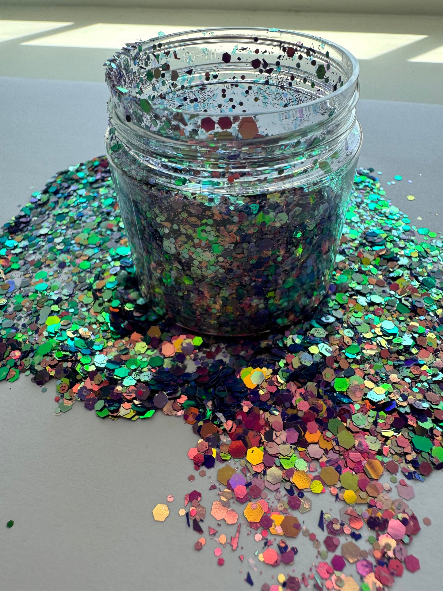 Purple and Green Holographic Glitter 2oz Jar